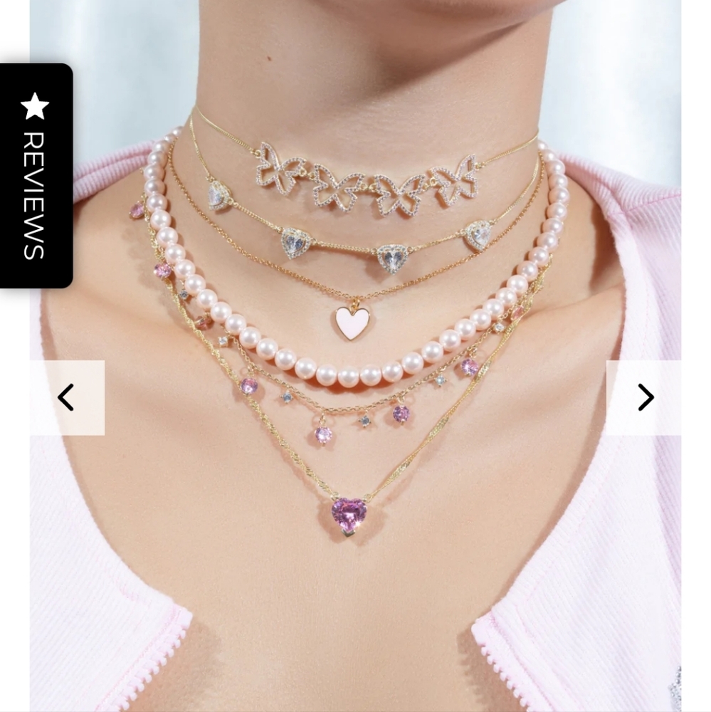 Chvker Light Pink Chéri Heart Nacklace, New